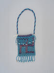 Beaded bag of pink and blue glass beads