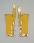 Beaded leather leggings with yellow pigment